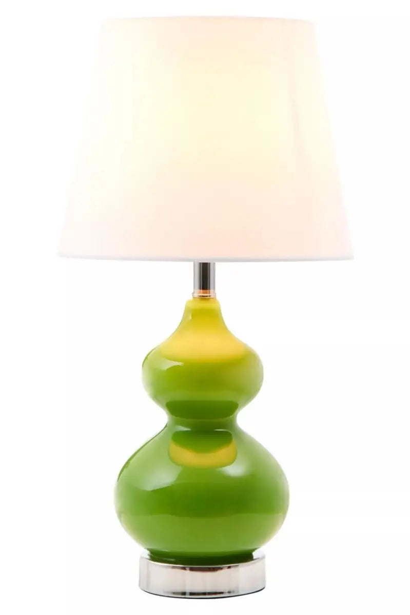 Heidy Light Green Glass Table Lamp with Chrome Base