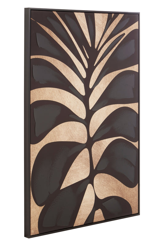 Astratto Canvas Black Leaf Design Wall Art