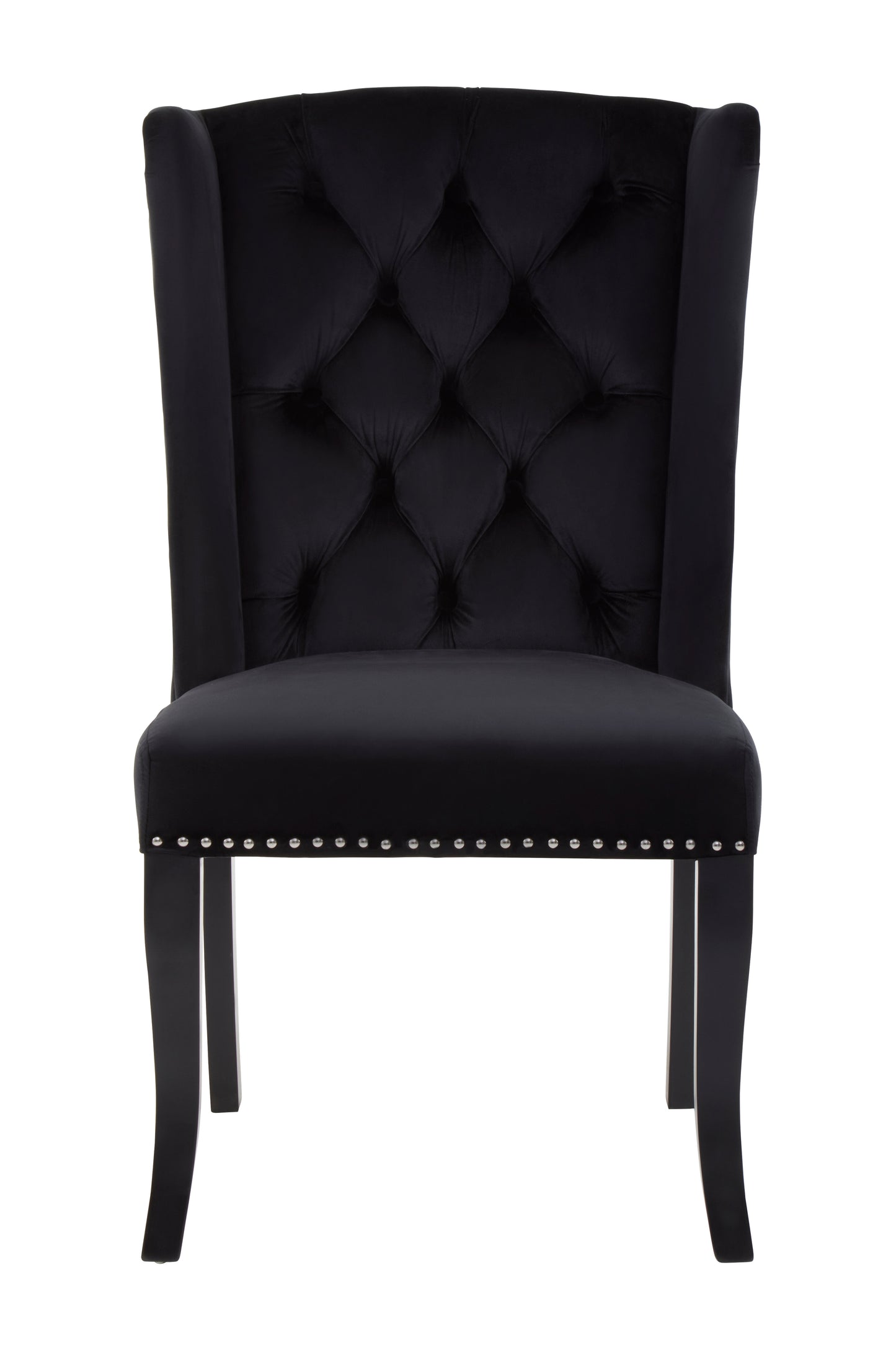 Kensington Townhouse Black Velvet Dining Chair with Dark Legs