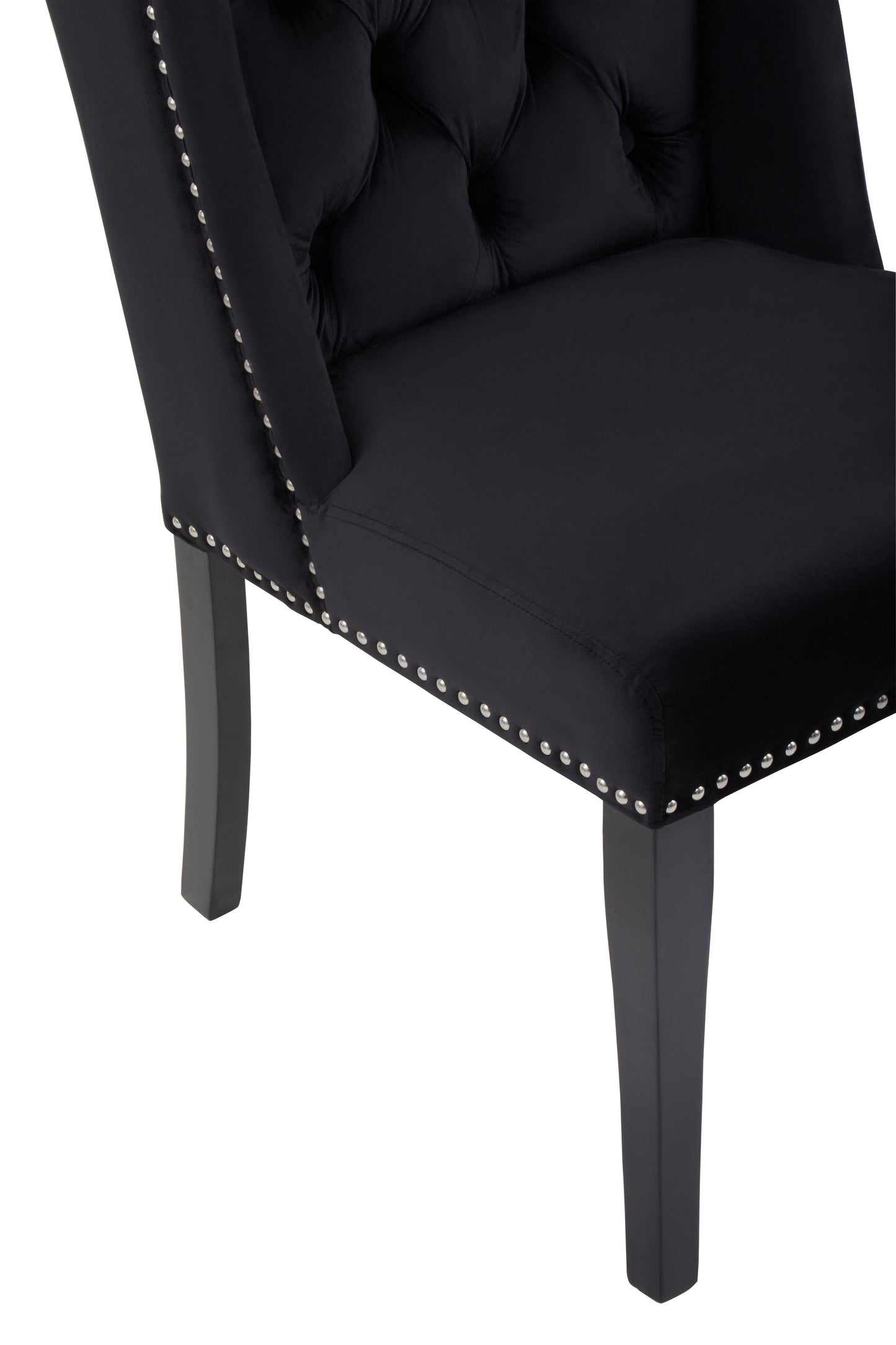 Kensington Townhouse Black Velvet Dining Chair with Dark Legs