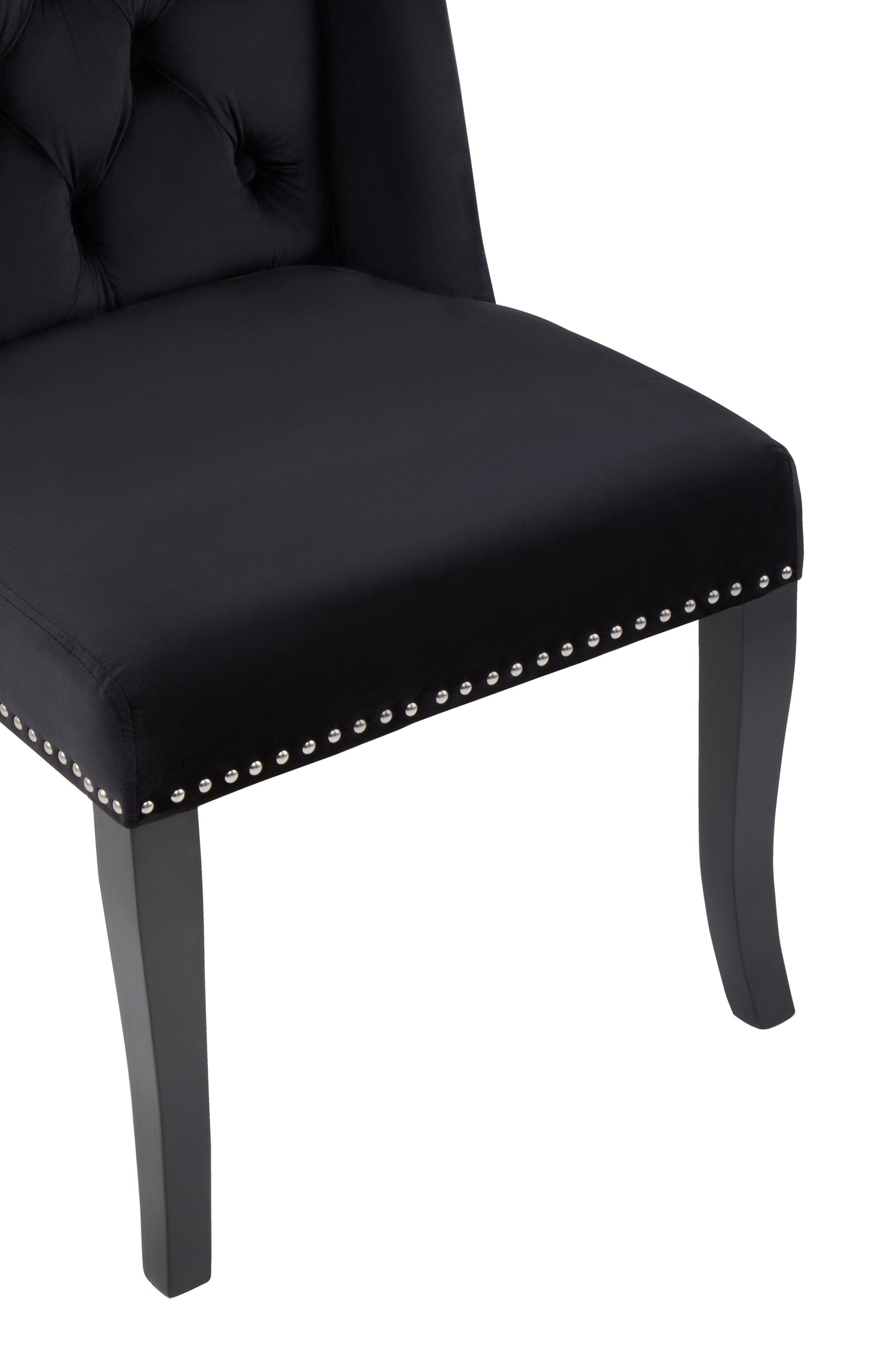 Kensington Townhouse Black Velvet Dining Chair with Dark Legs