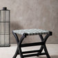 Kendari Grey Leather And Teak Stool