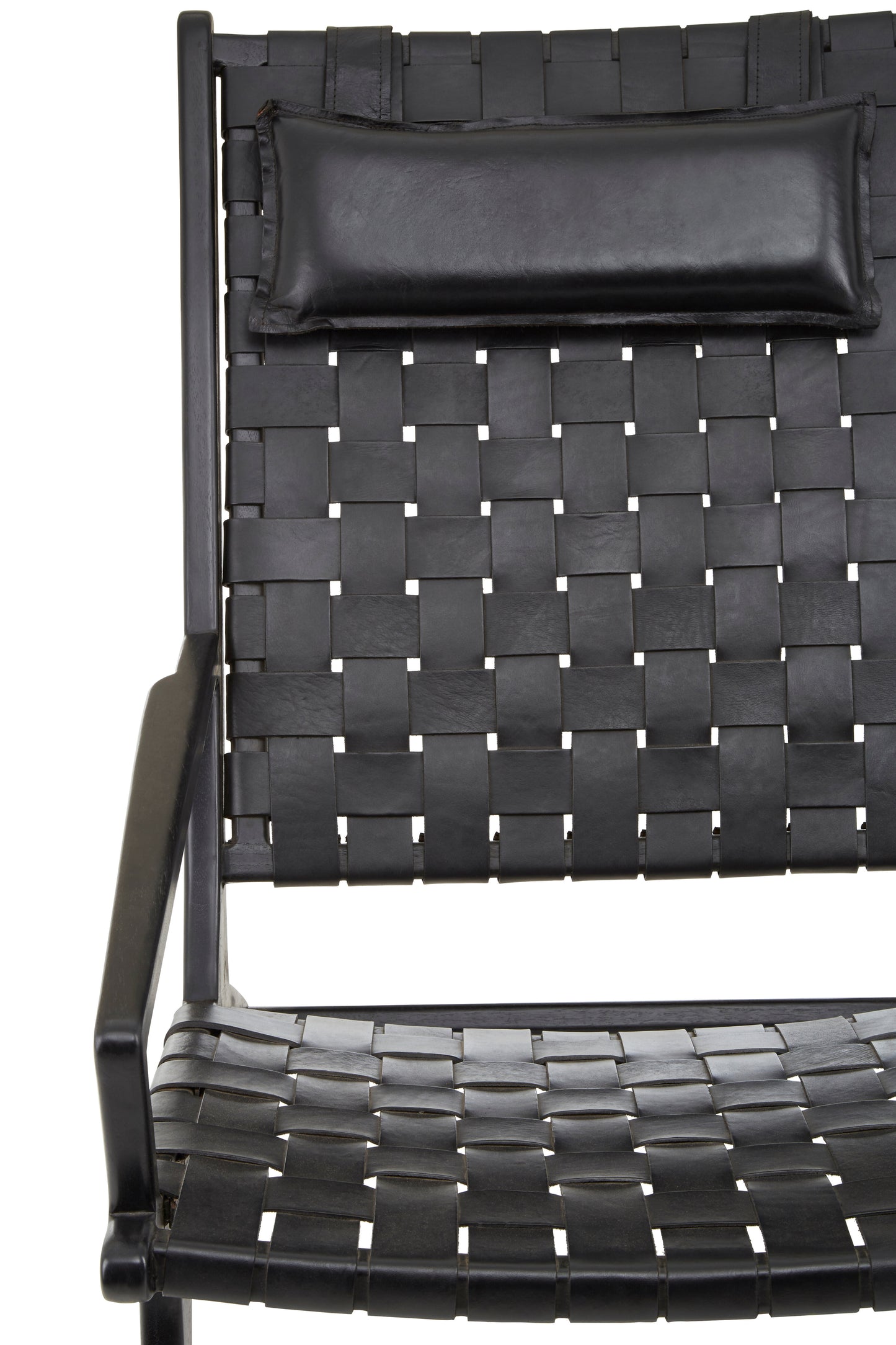 Kendari Black Leather Woven Chair