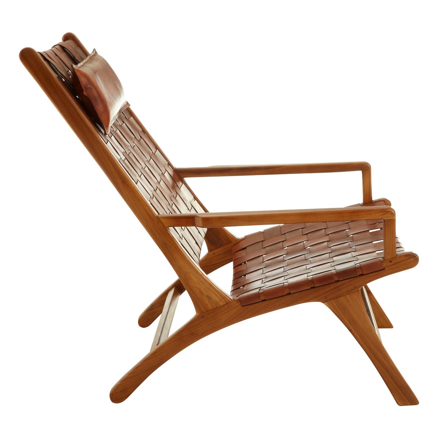 Kendari Teak Wood And Leather Chair