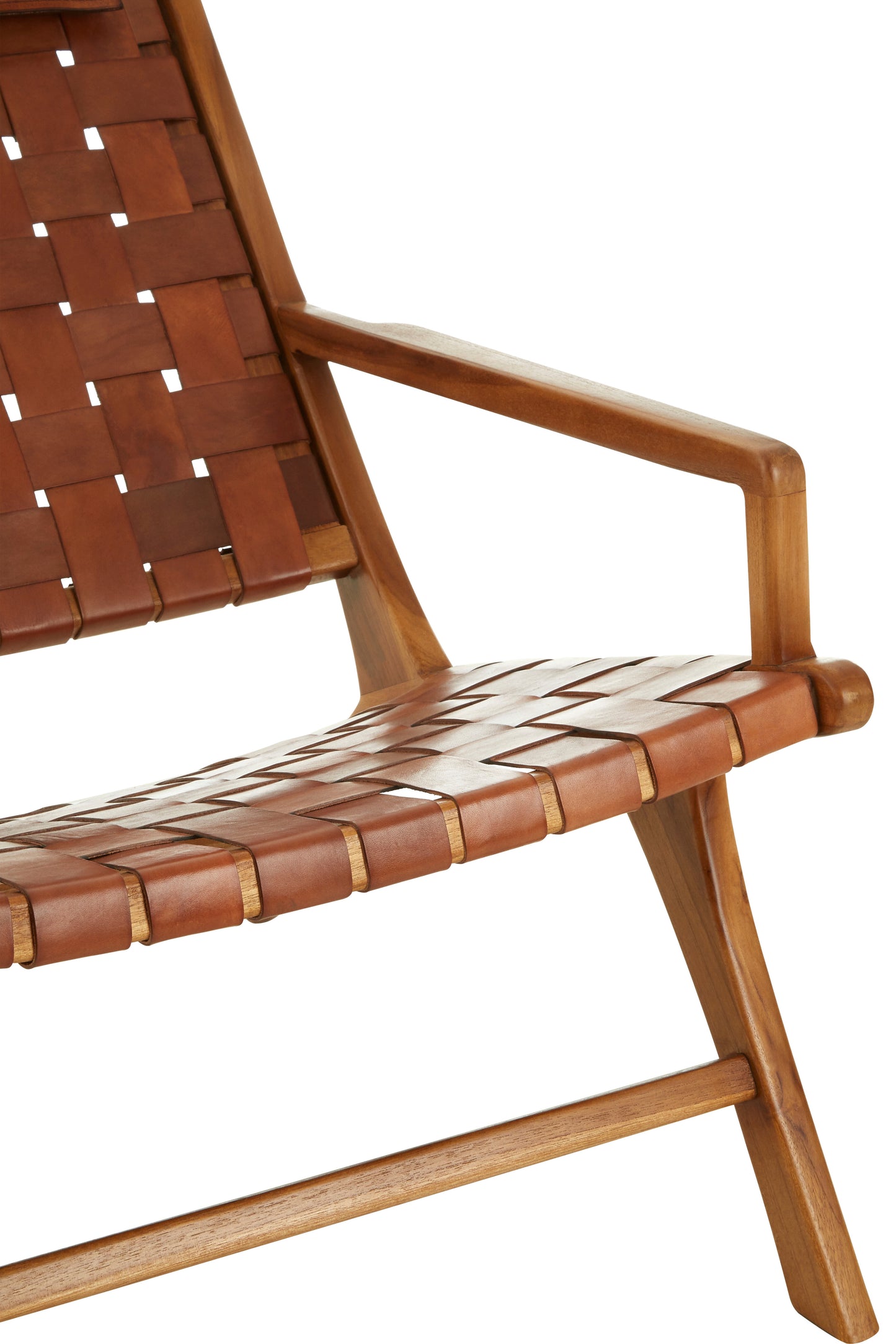 Kendari Teak Wood And Leather Chair