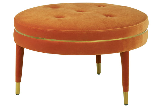 Manhattan Orange Velvet Footstool