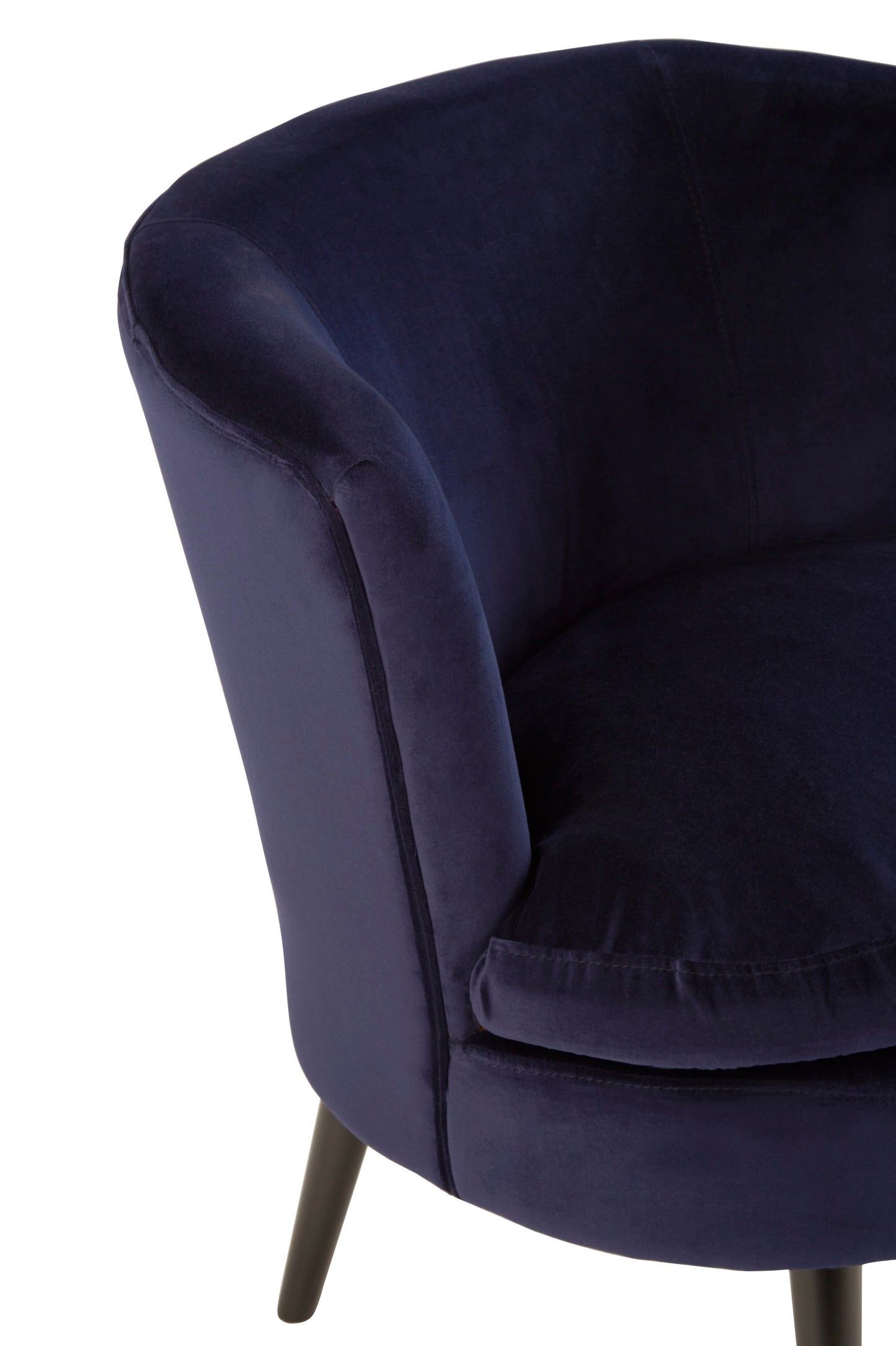 Plush Midnight Blue Velvet Round Accent Chair