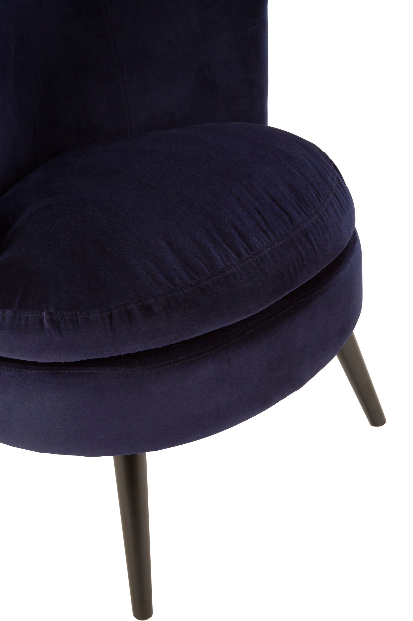 Plush Midnight Blue Velvet Round Accent Chair