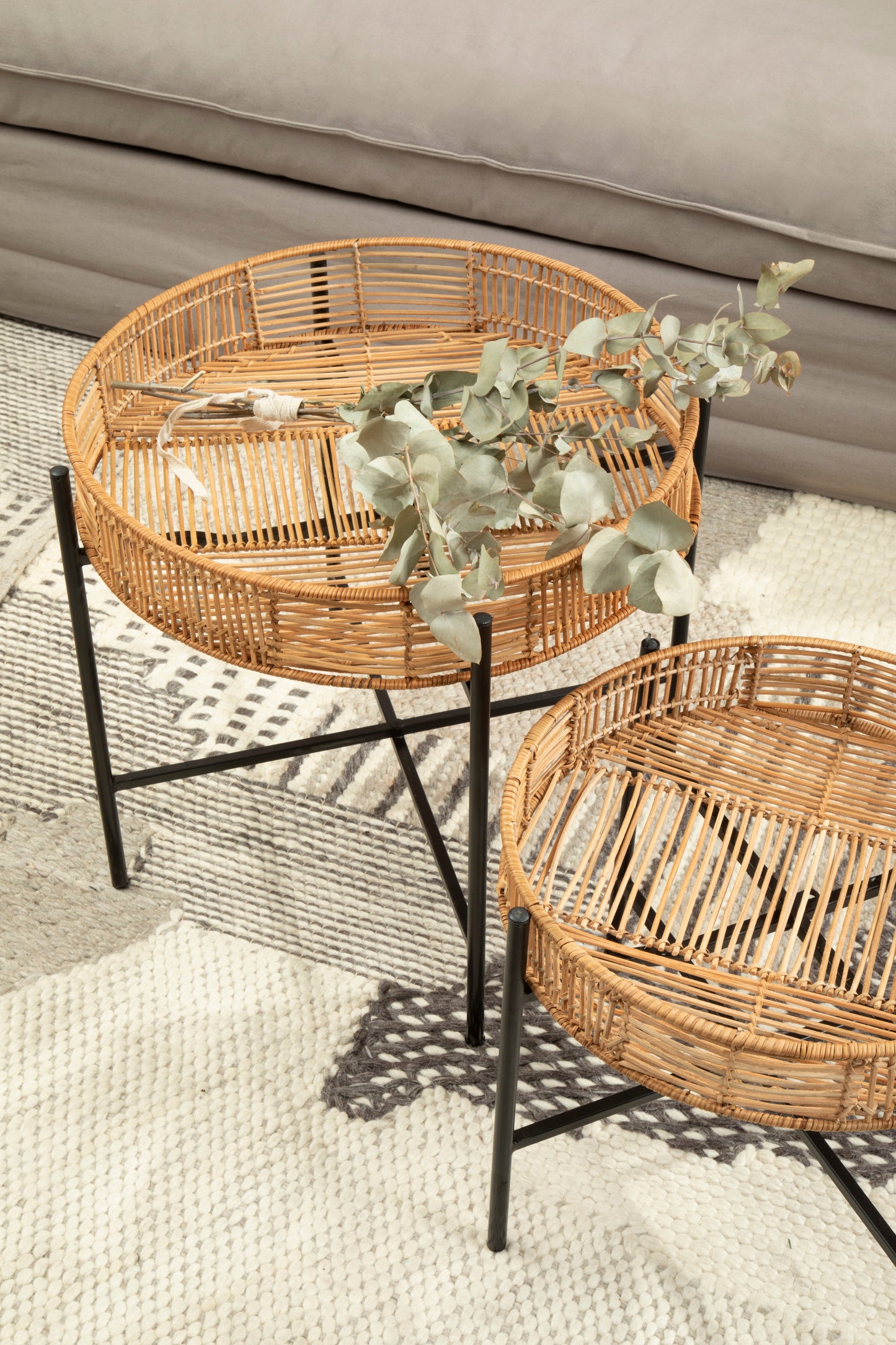 Batu Set Of 2 Natural Rattan Side Tables