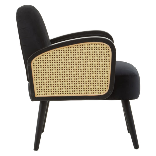 Hala Black Velvet Armchair