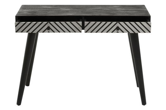 Boho Black and White Two Drawer Console Table