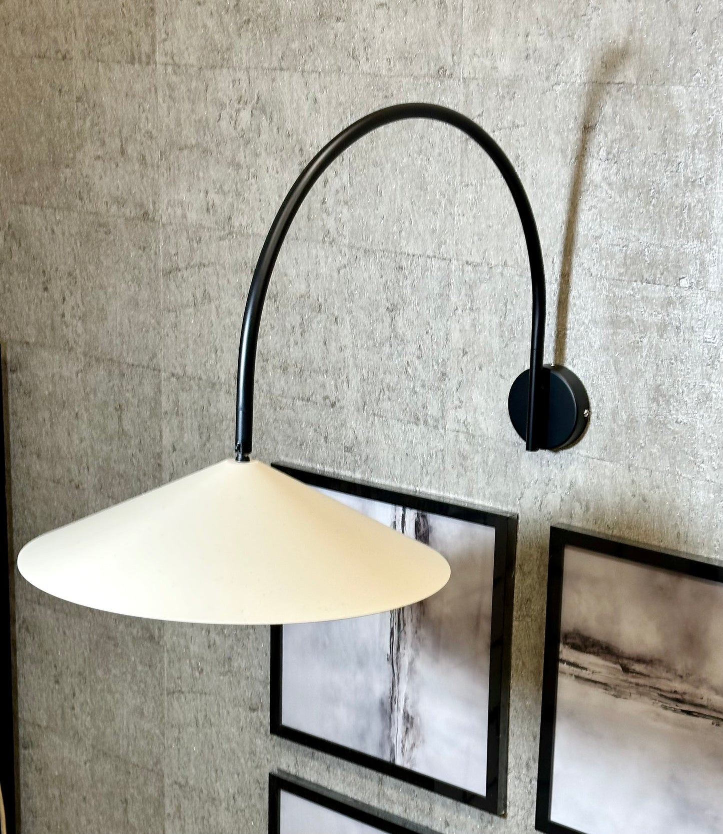 Alisa Overreach Wall Light, Black & Ivory Metal