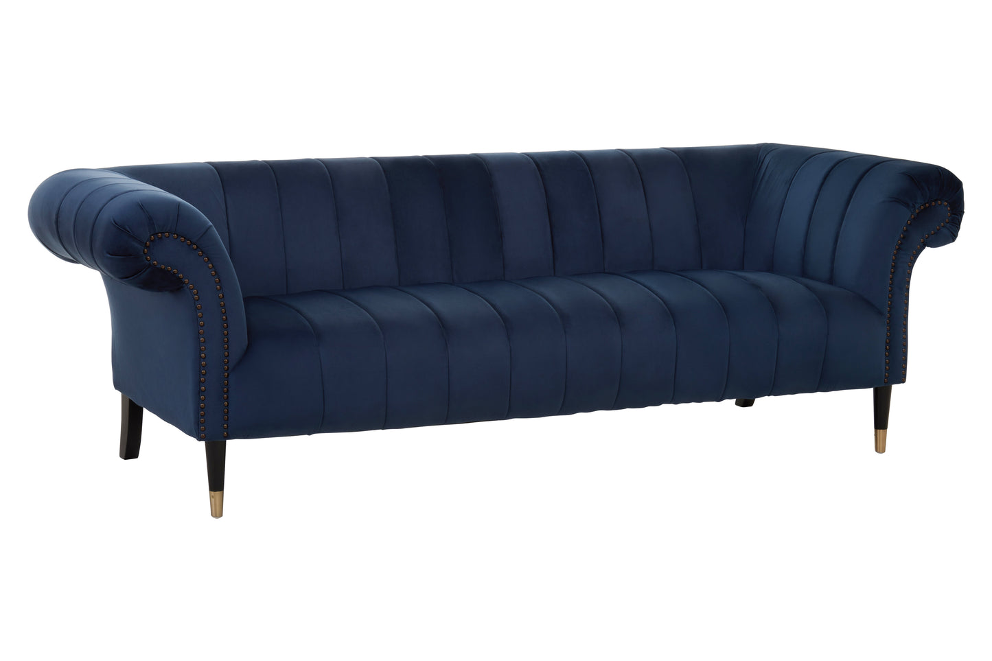 Siena Three Seat Midnight Velvet Sofa