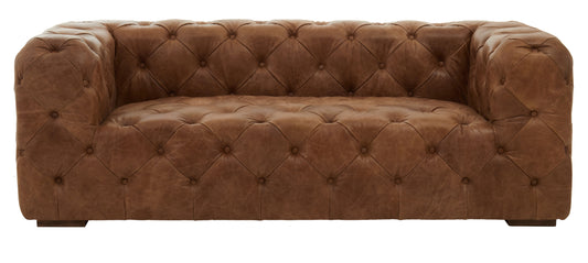 Hoxton Three Seat Tufted Leather Sofa