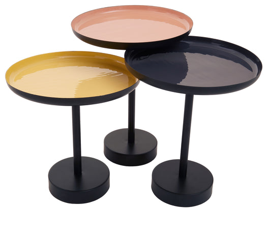 Amira Set Of Three Gold And Black Tray Tables.