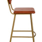 Buffalo Tan Leather Bar Chair With Gold Finish Frame