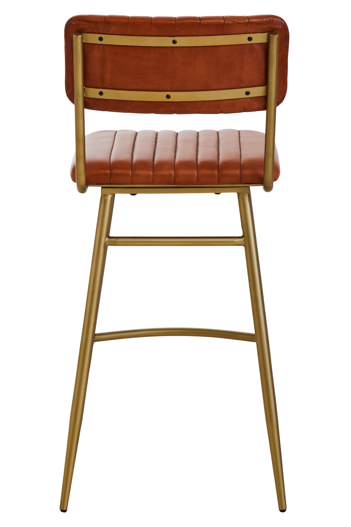 Buffalo Tan Leather Bar Chair With Gold Finish Frame