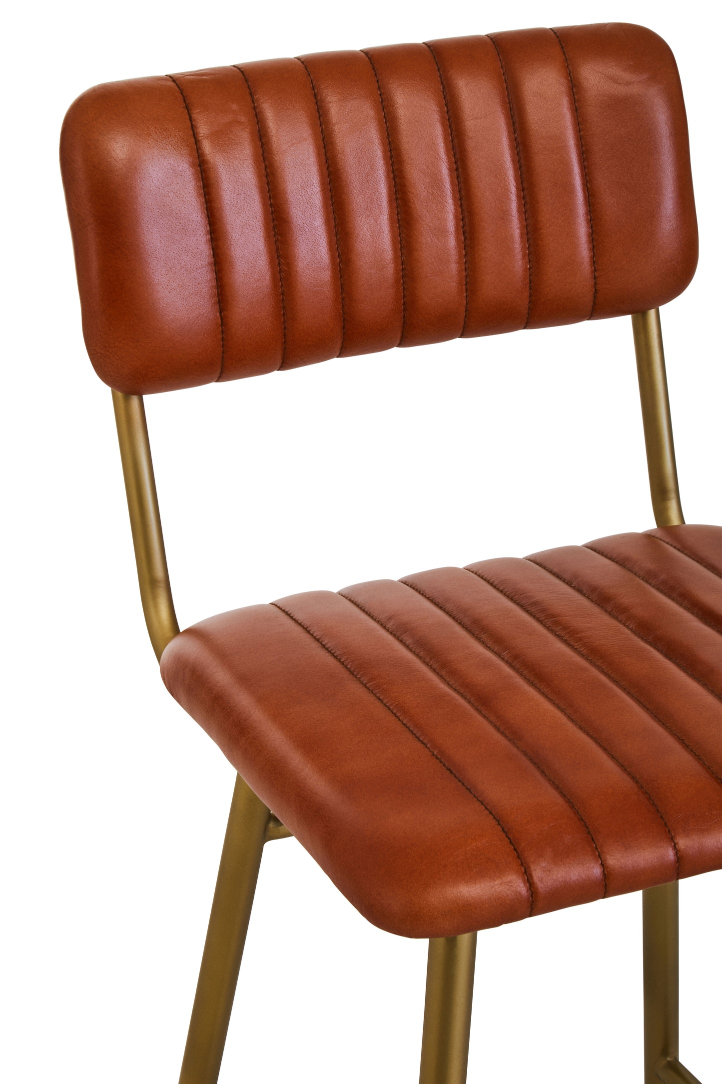 Buffalo Tan Leather Bar Chair With Gold Finish Frame