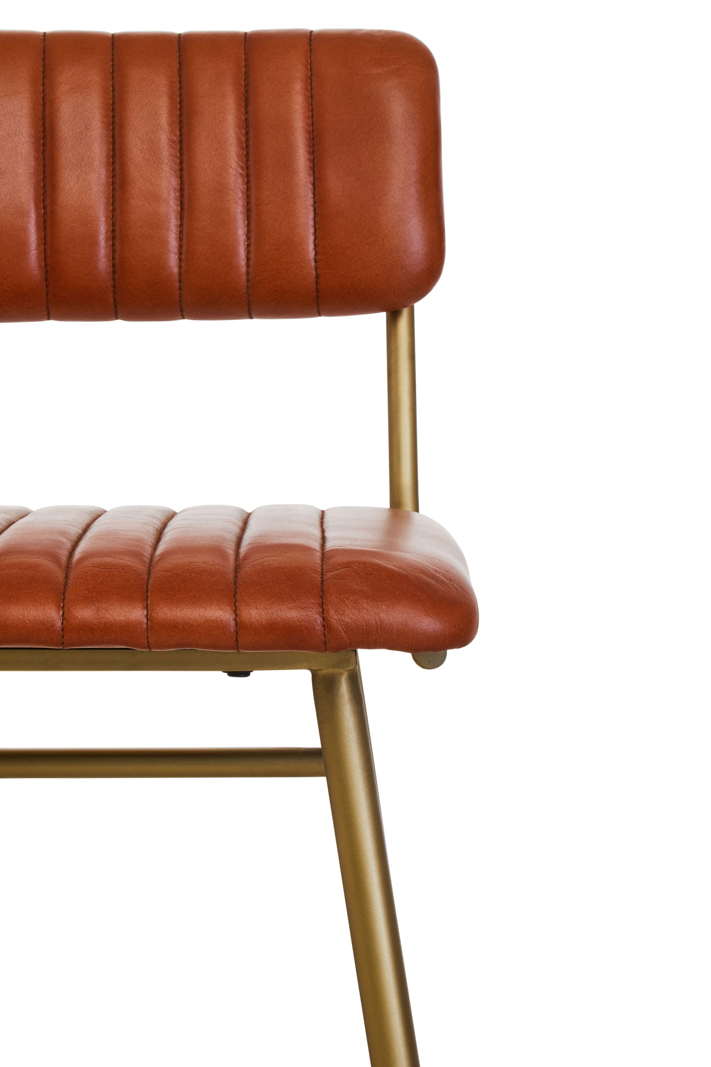 Buffalo Tan Leather Bar Chair With Gold Finish Frame