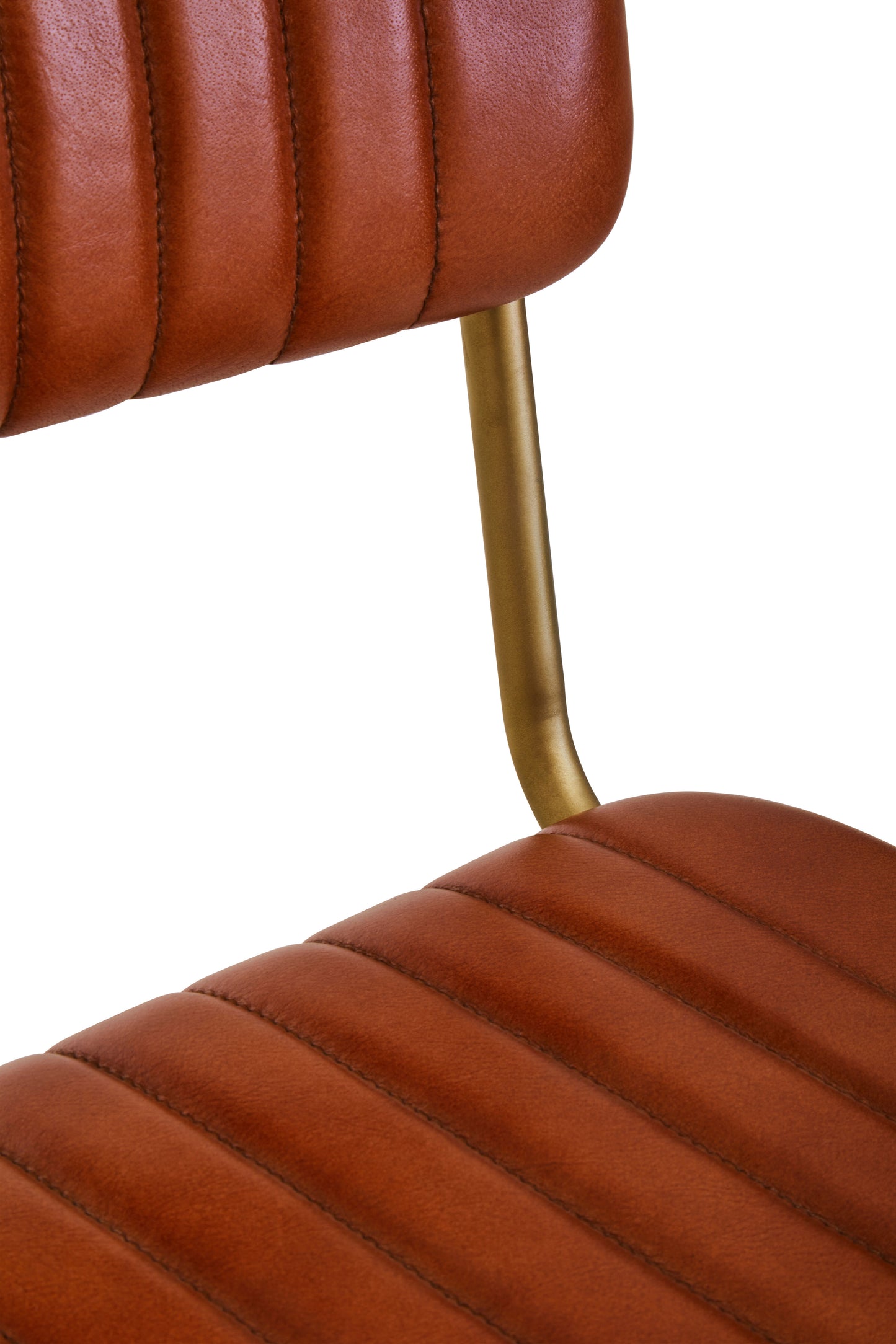 Buffalo Tan Leather Bar Chair With Gold Finish Frame