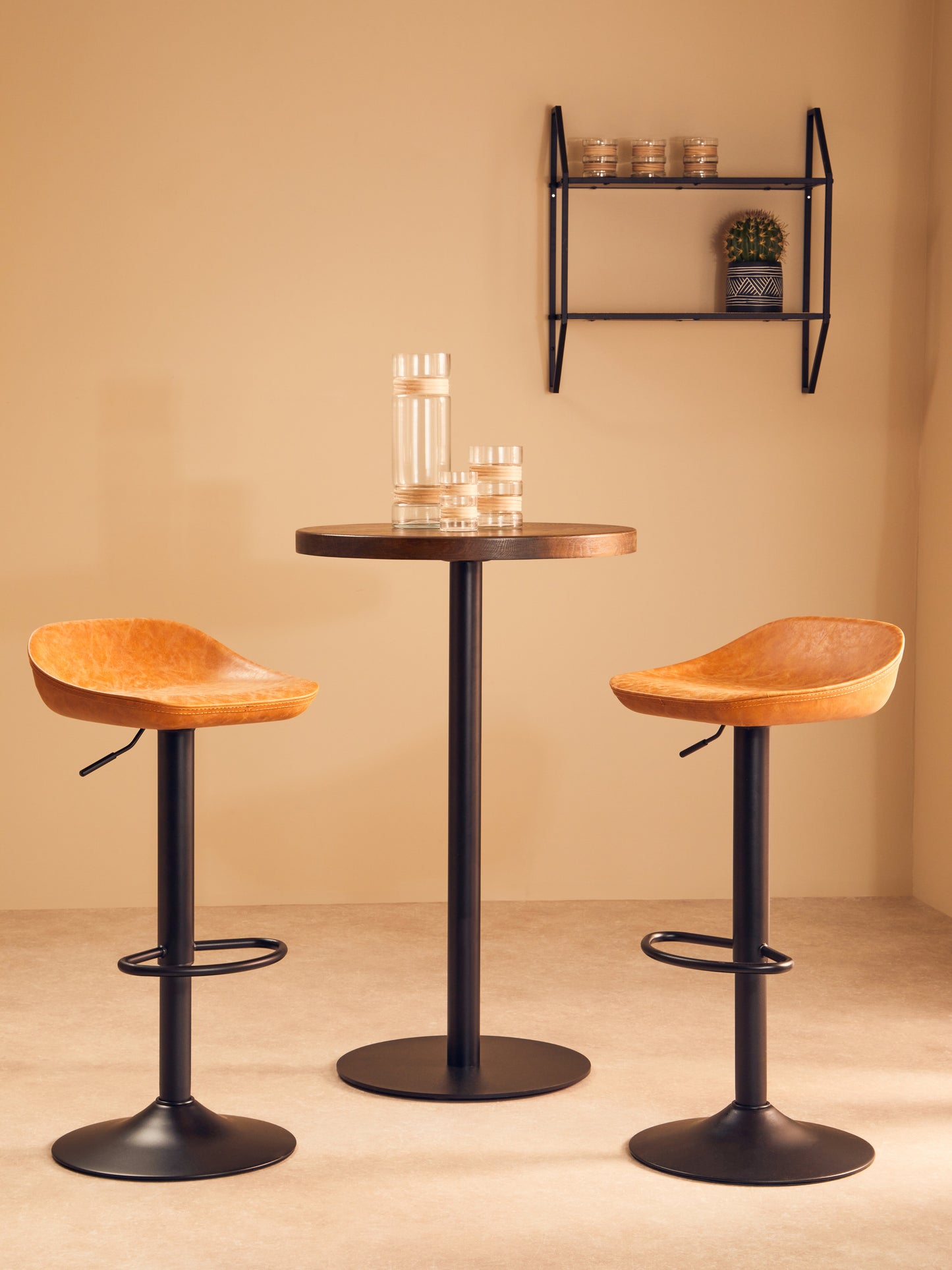 Dalston Set Of Two Camel Bar Stools