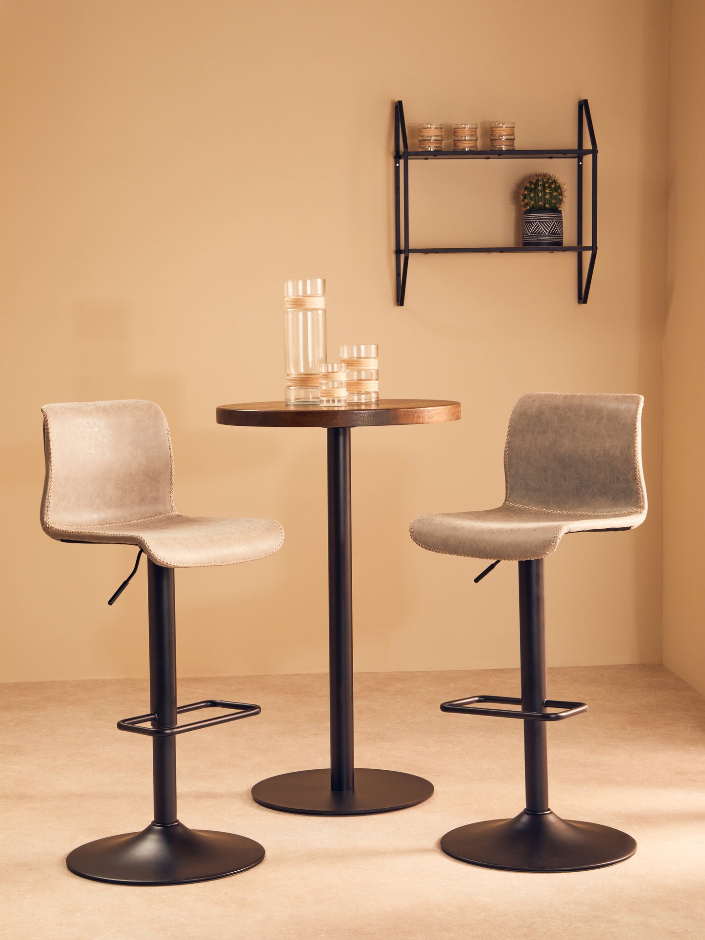 Dalston Set Of Two High Back Ash Bar Stools