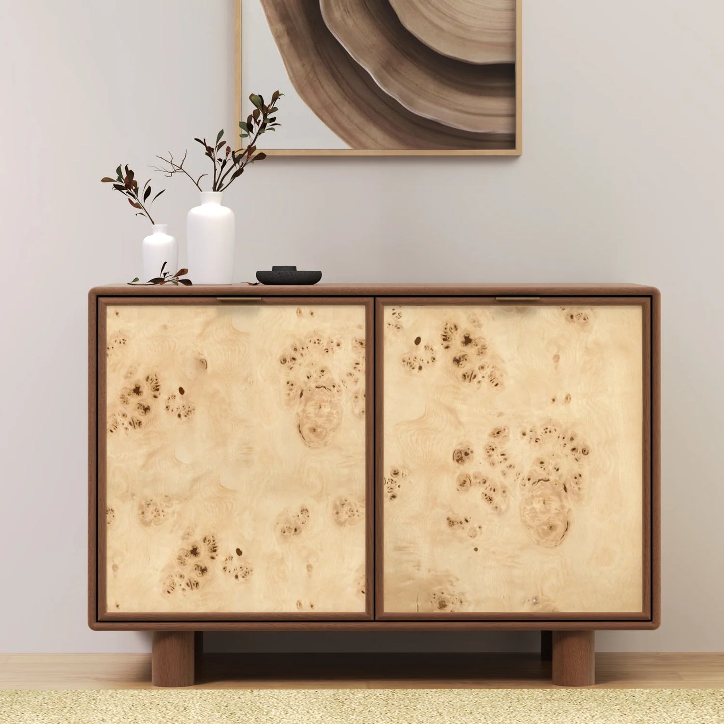 Urban Burl Two Door Cabinet, Walnut