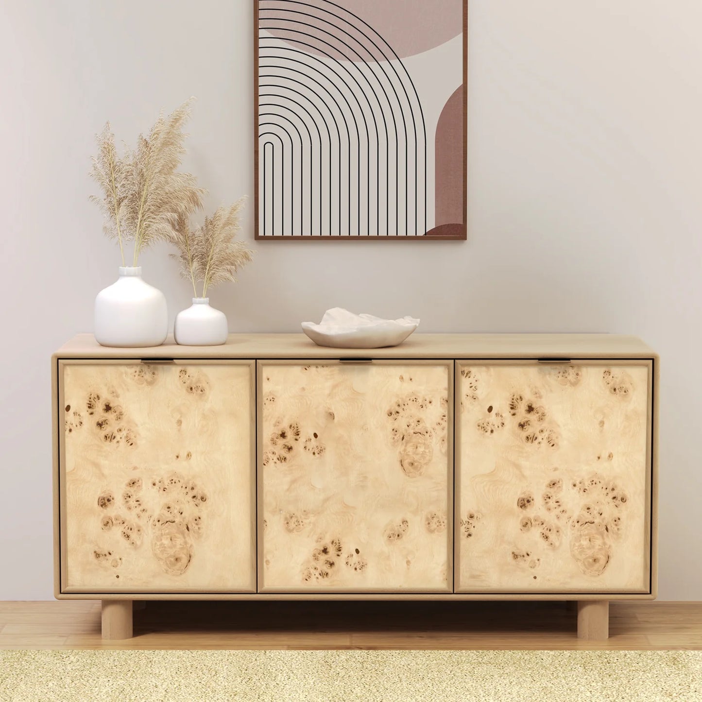 Urban Burl Three Door Cabinet