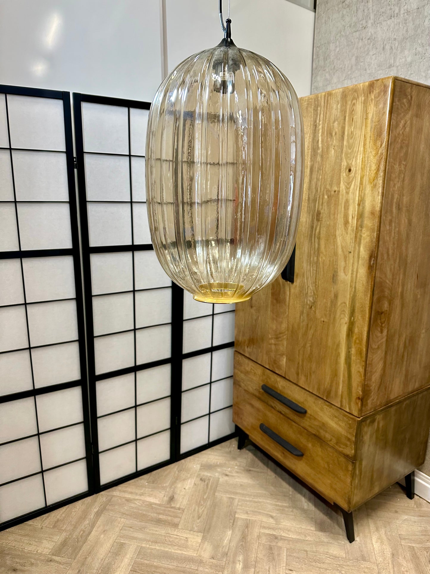 Motta Living Ribbed Glass Drop Pendant Light