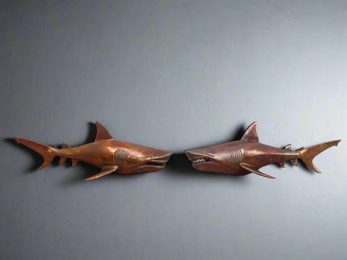 Pair of Wall Sharks- Raw Copper