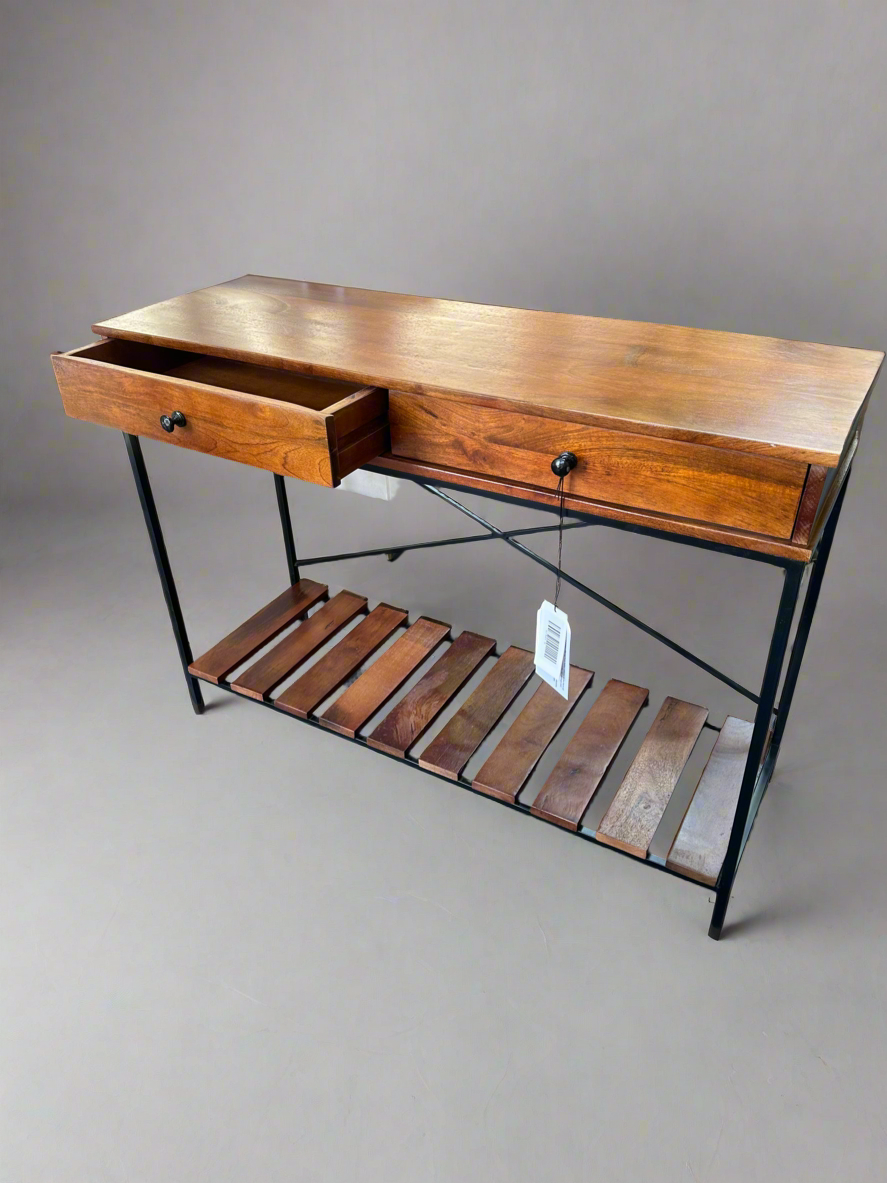 Storage Console in Dark Stained Acacia Wood