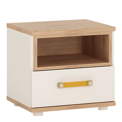 4KIDS 1 Drawer Bedside Cabinet with Orange Handles