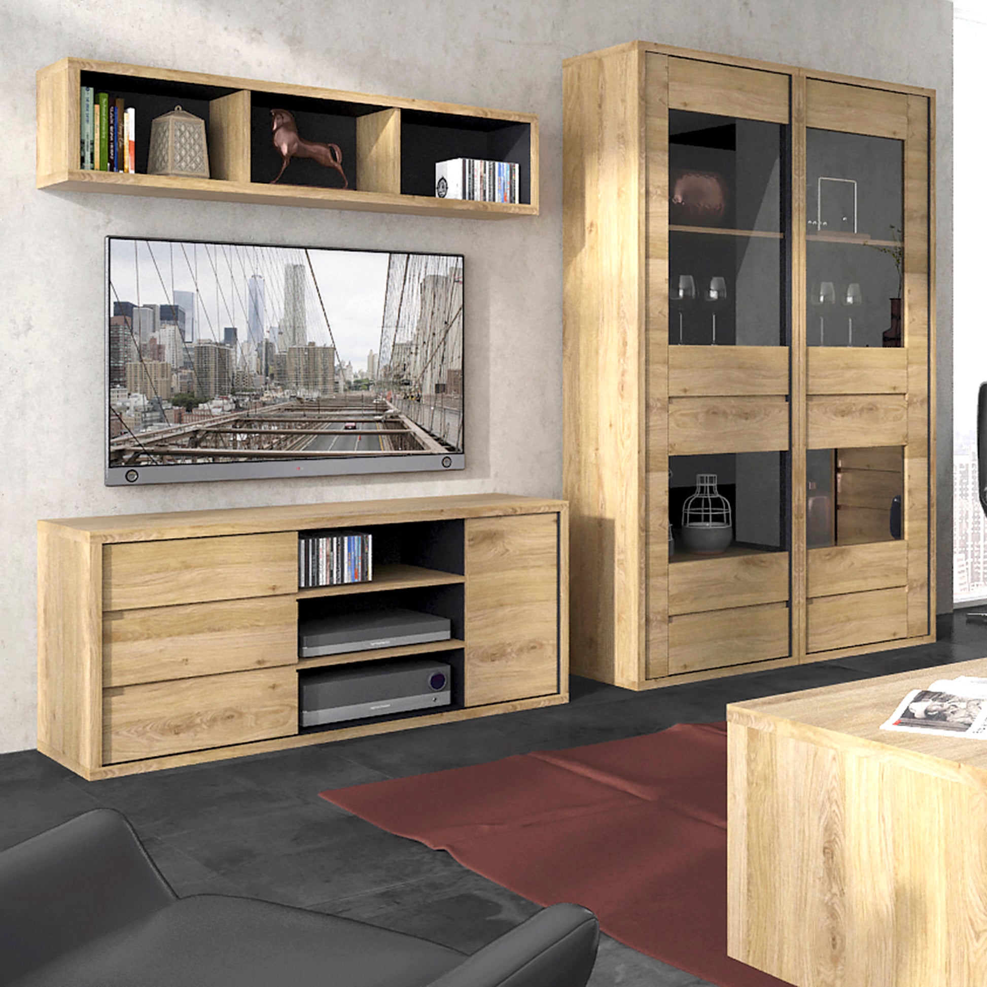 Shetland 1 Door 3 Drawer TV Cabinet