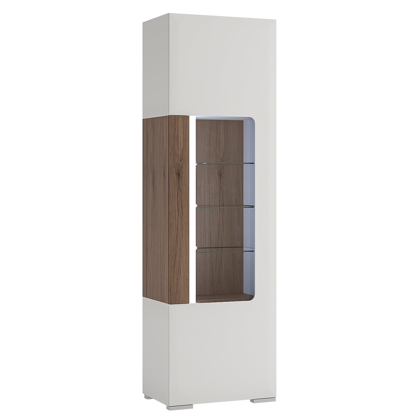 Toronto Tall Narrow Glazed Display Cabinet with Internal Shelves (inc. Plexi Lighting)