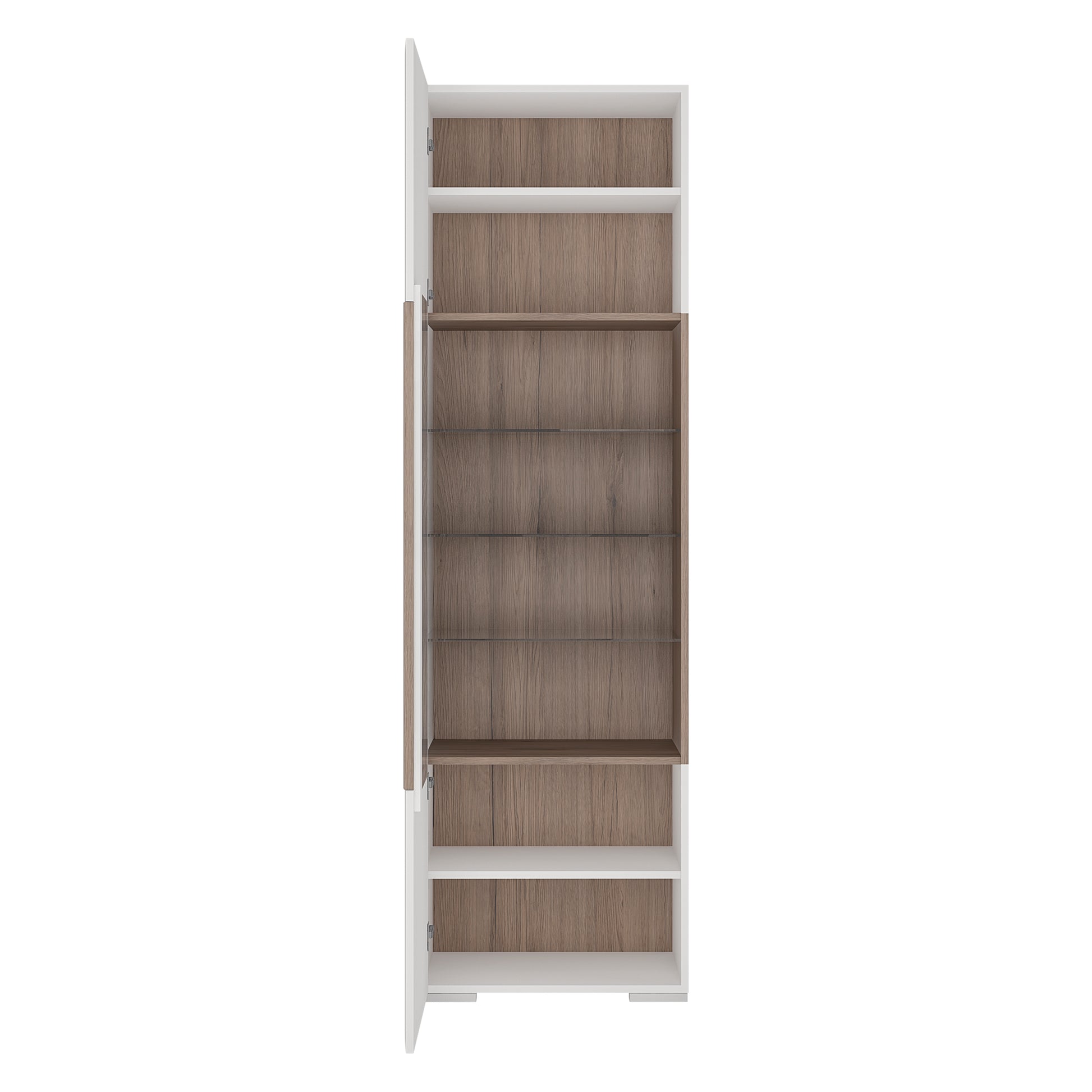 Toronto Tall Narrow Glazed Display Cabinet with Internal Shelves (inc. Plexi Lighting)