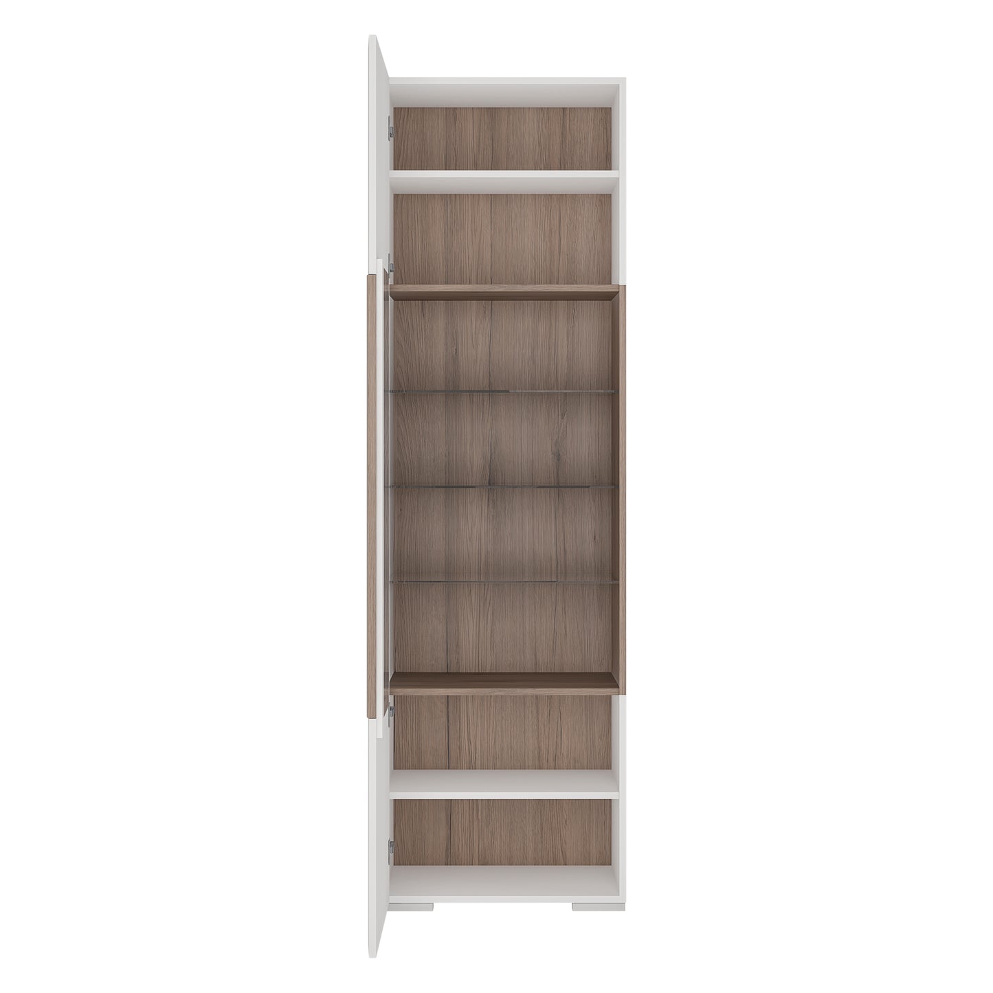 Toronto Tall Narrow Glazed Display Cabinet with Internal Shelves (inc. Plexi Lighting)