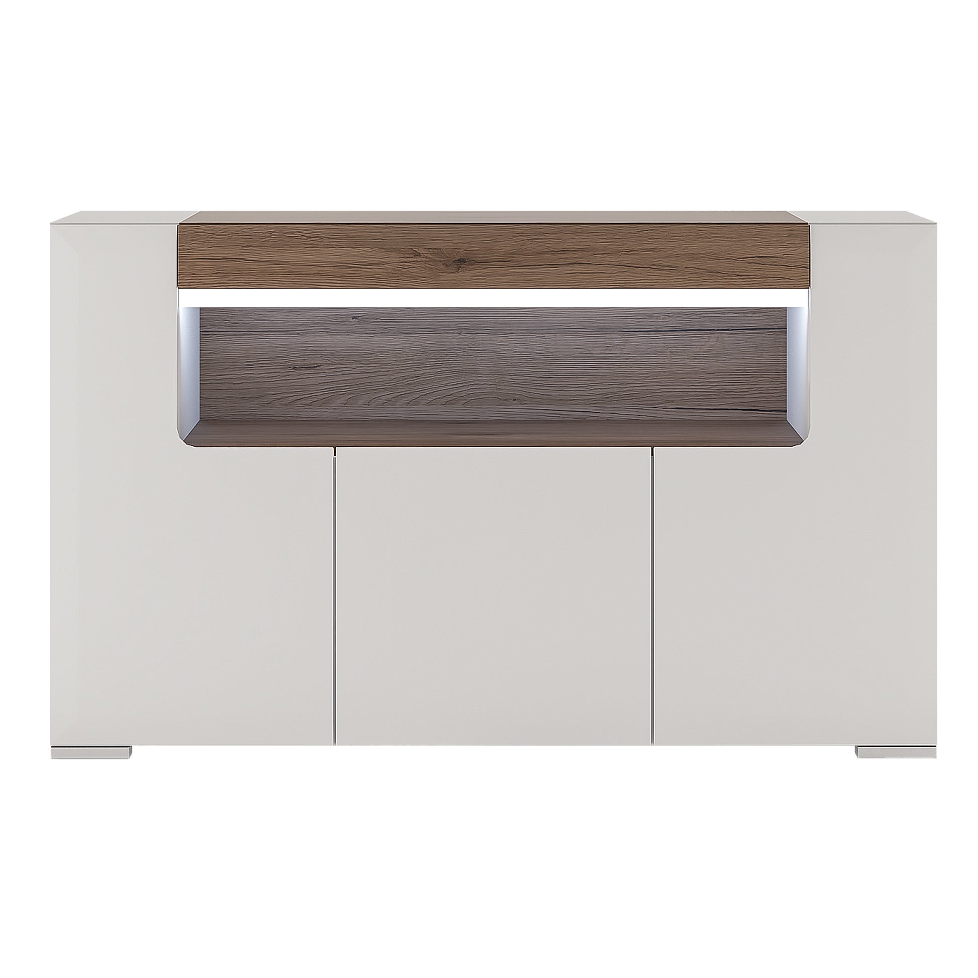 Toronto 3 Door Sideboard with open shelving (inc. Plexi Lighting)