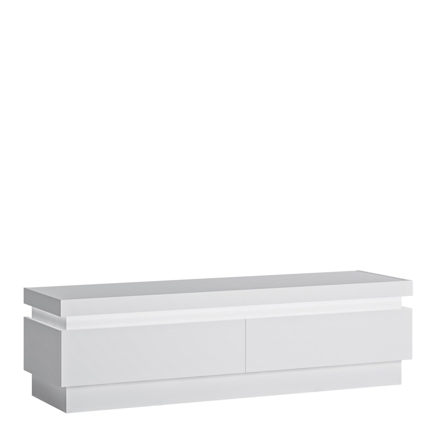 Lyon 2 Drawer TV Cabinet (including LED lighting) in White and High Gloss