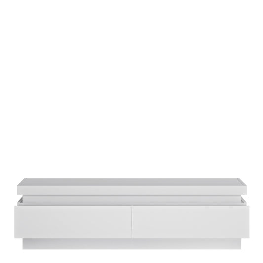 Lyon 2 Drawer TV Cabinet (including LED lighting) in White and High Gloss