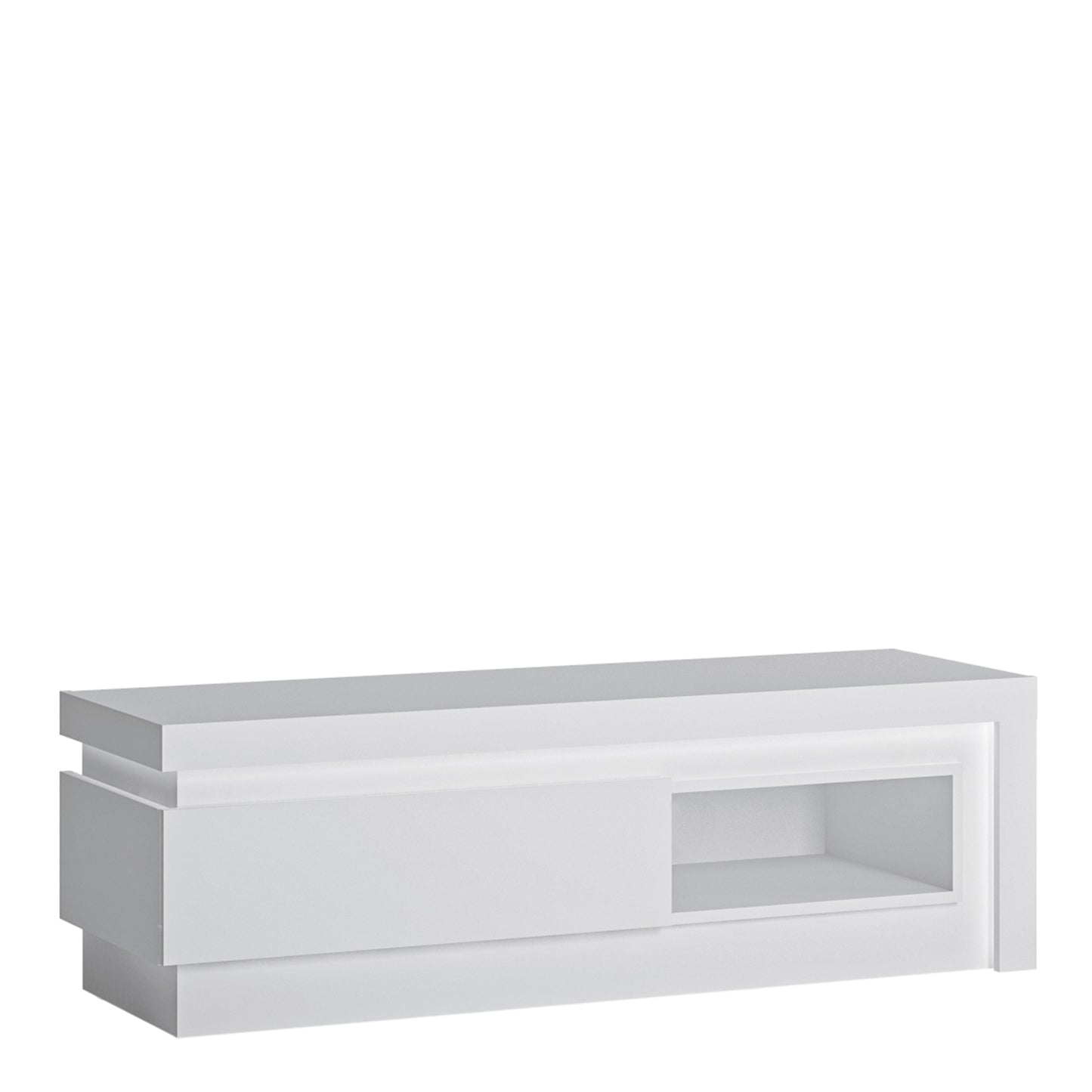 Lyon 1 Drawer TV Cabinet with Open Shelf in White and High Gloss