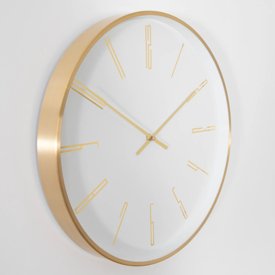 16" MODERN ANALOGUE WALL CLOCK IN GOLD FINISH