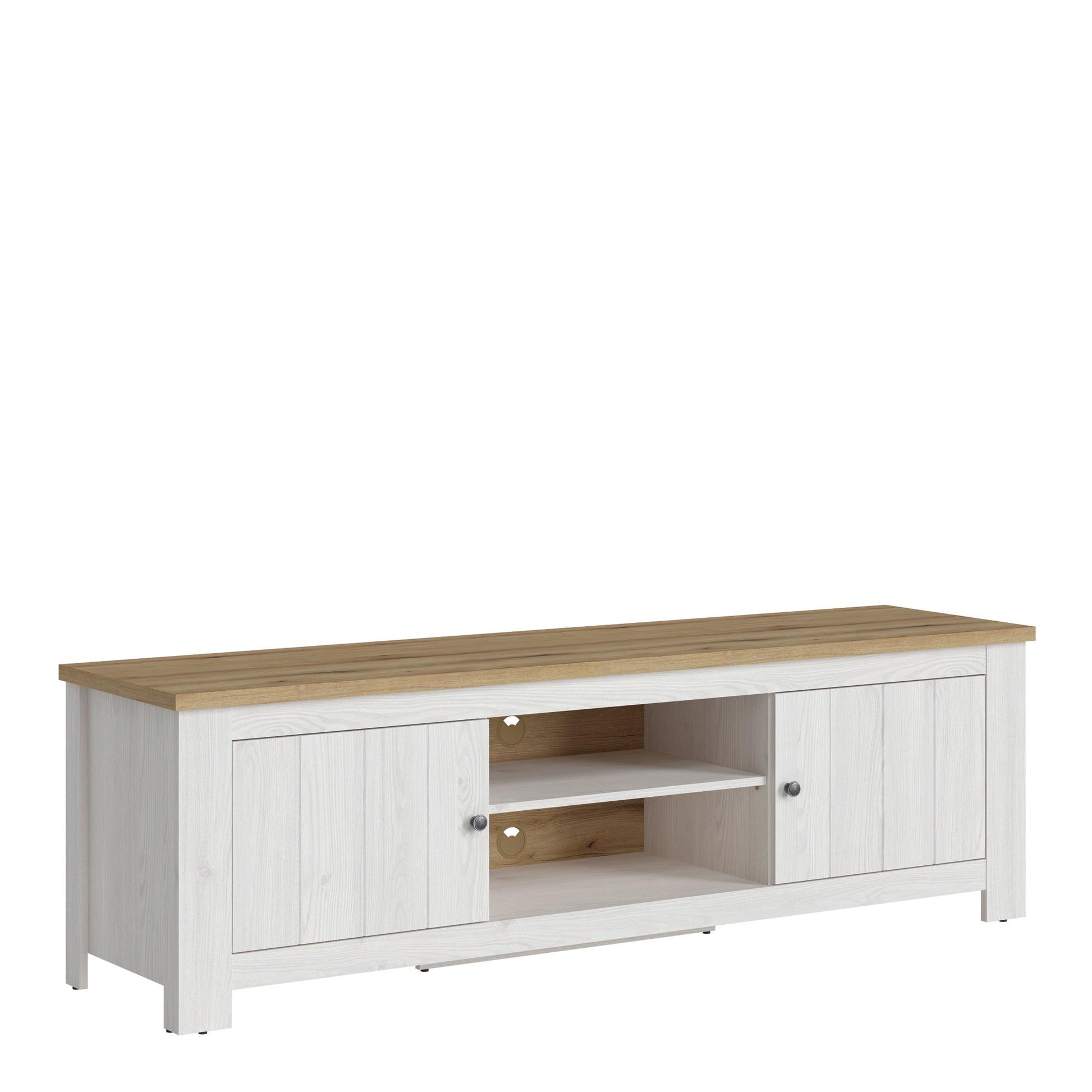 Celesto 2 Door Wide TV Unit in White and Oak (189cm)