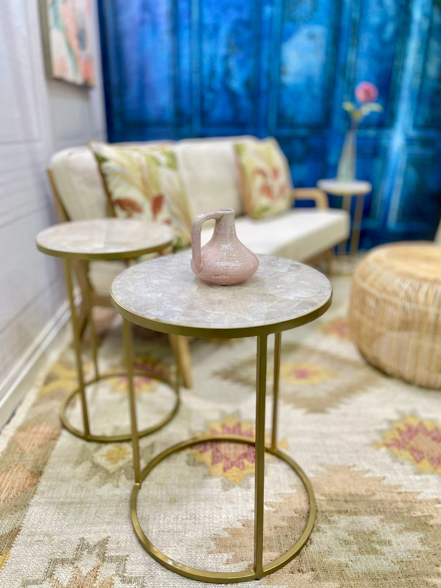 Greta Rose Quartz End Table Large