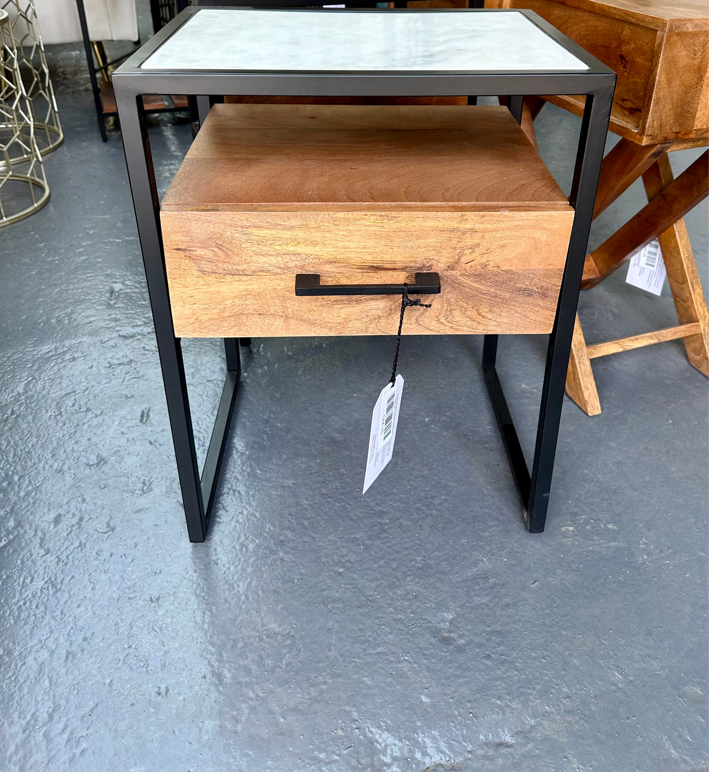 Marble & Mango Wood Side Table