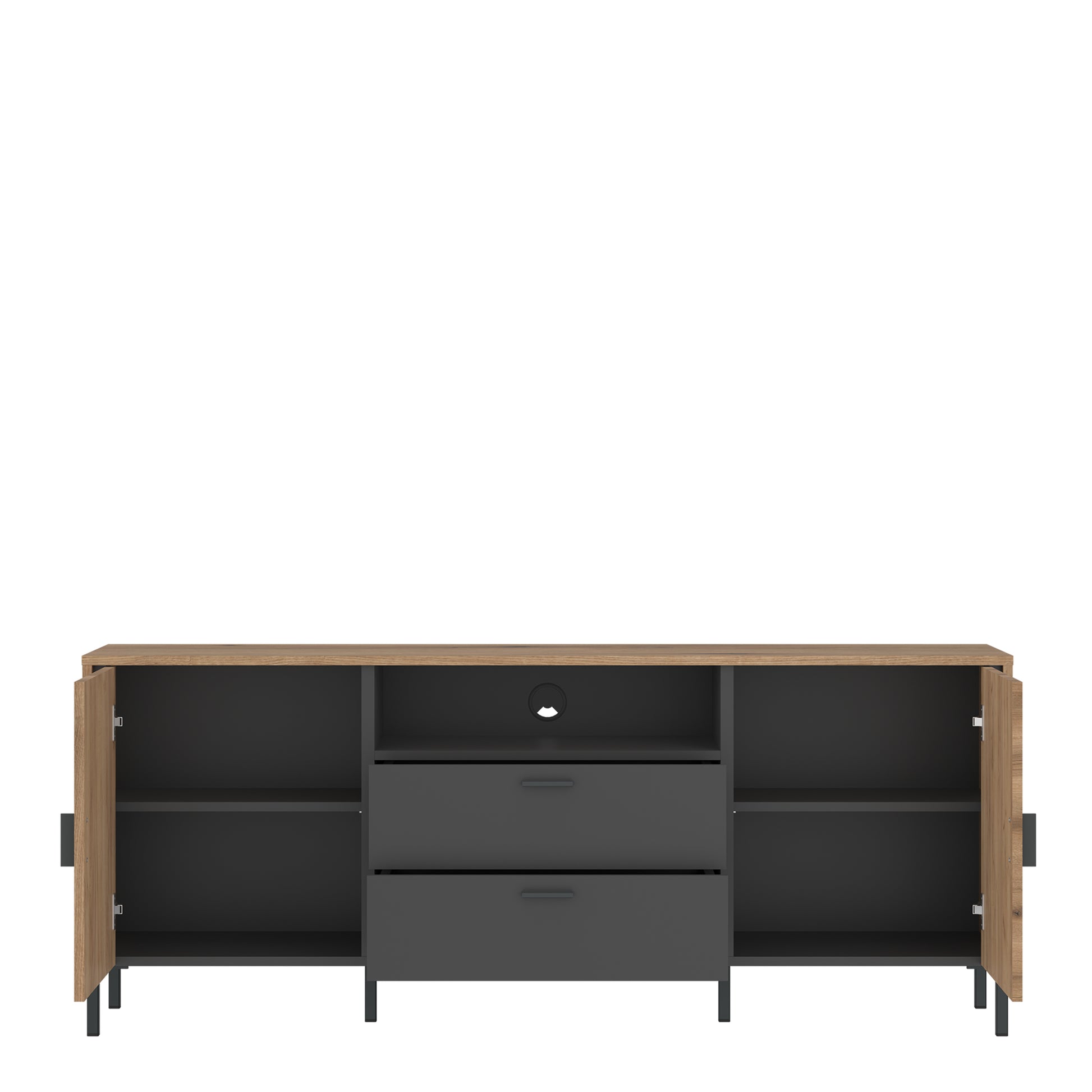 Arundel TV Cabinet 2 Door 2 Drawer 158cm Wide in Oak/Grey