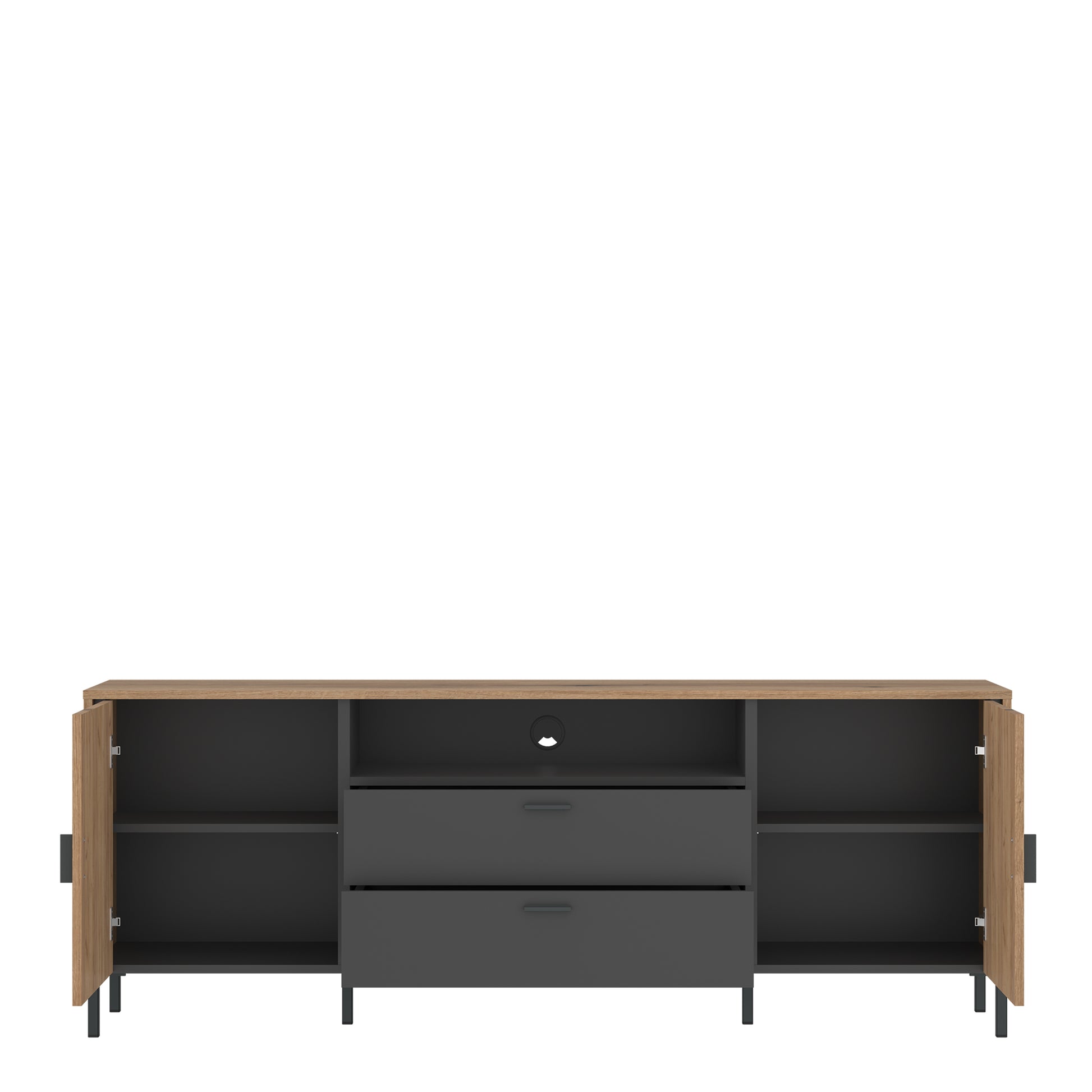 Arundel TV Cabinet 2 Door 2 Drawer 173cm Wide in Oak/Grey