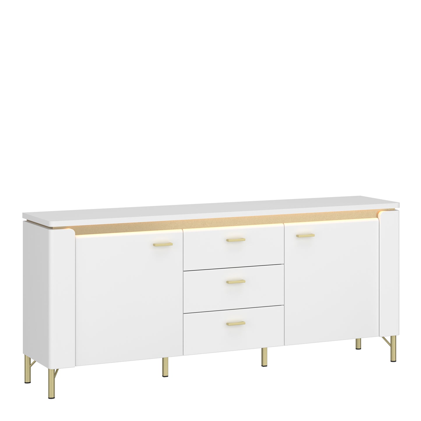 Lazio TV Cabinet 2 Door 3 Drawer in Alpine White/White Gloss