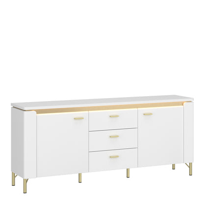 Lazio TV Cabinet 2 Door 3 Drawer in Alpine White/White Gloss