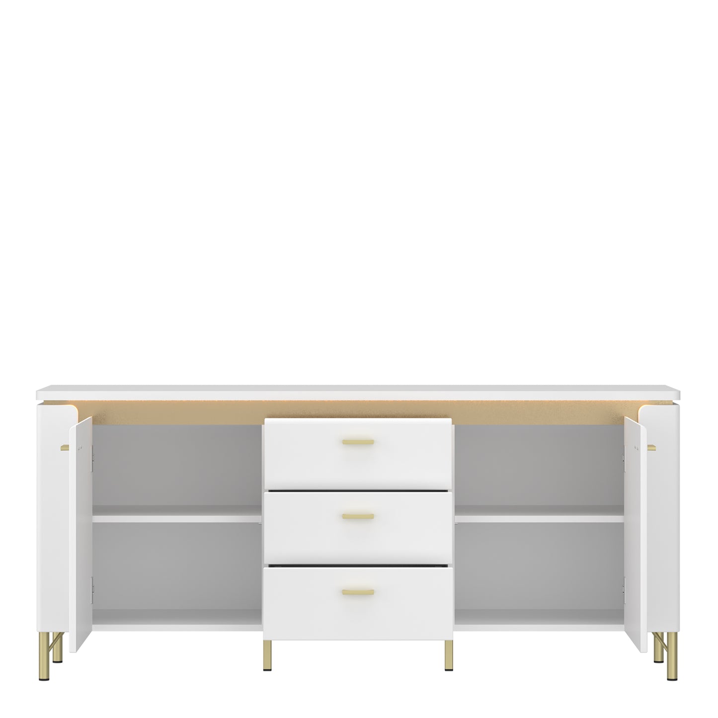 Lazio TV Cabinet 2 Door 3 Drawer in Alpine White/White Gloss