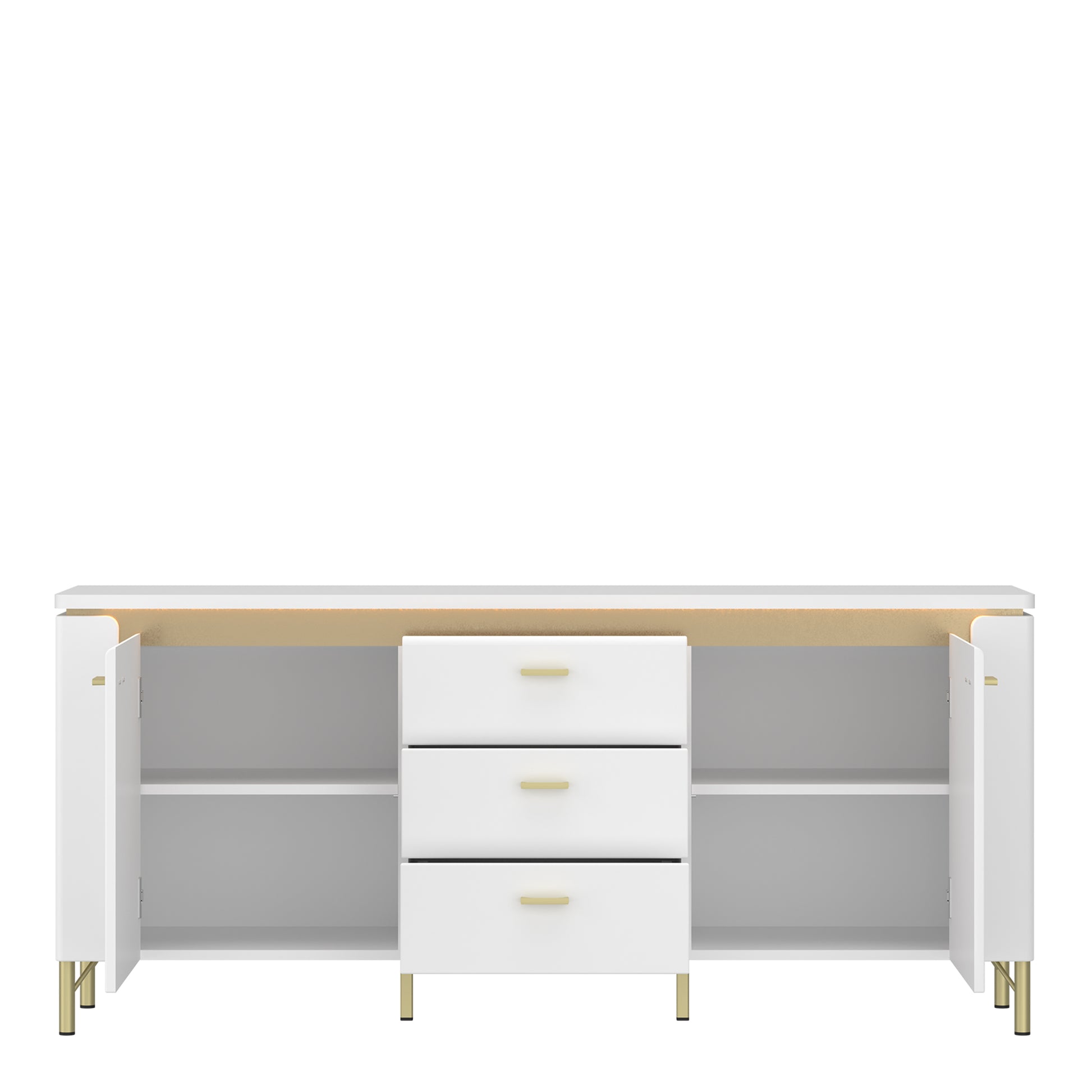 Lazio TV Cabinet 2 Door 3 Drawer in Alpine White/White Gloss